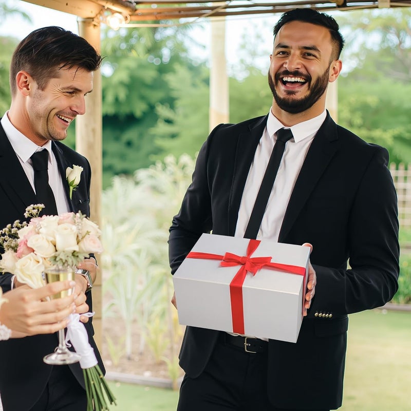 Ditwis 4 Pack 10x7x5 Inches Gift Boxes with Magnetic Closure Lids, White Magnetic Box for Wedding, Groomsmen Bridesmaid Proposal, Birthdays, Mother's Day - Image 3